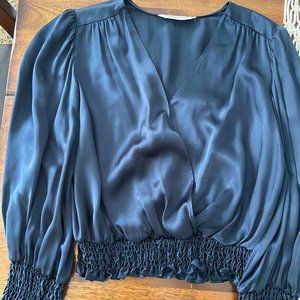 NEW Amanda Uprichard Cropped Silk Long Sleeve Top